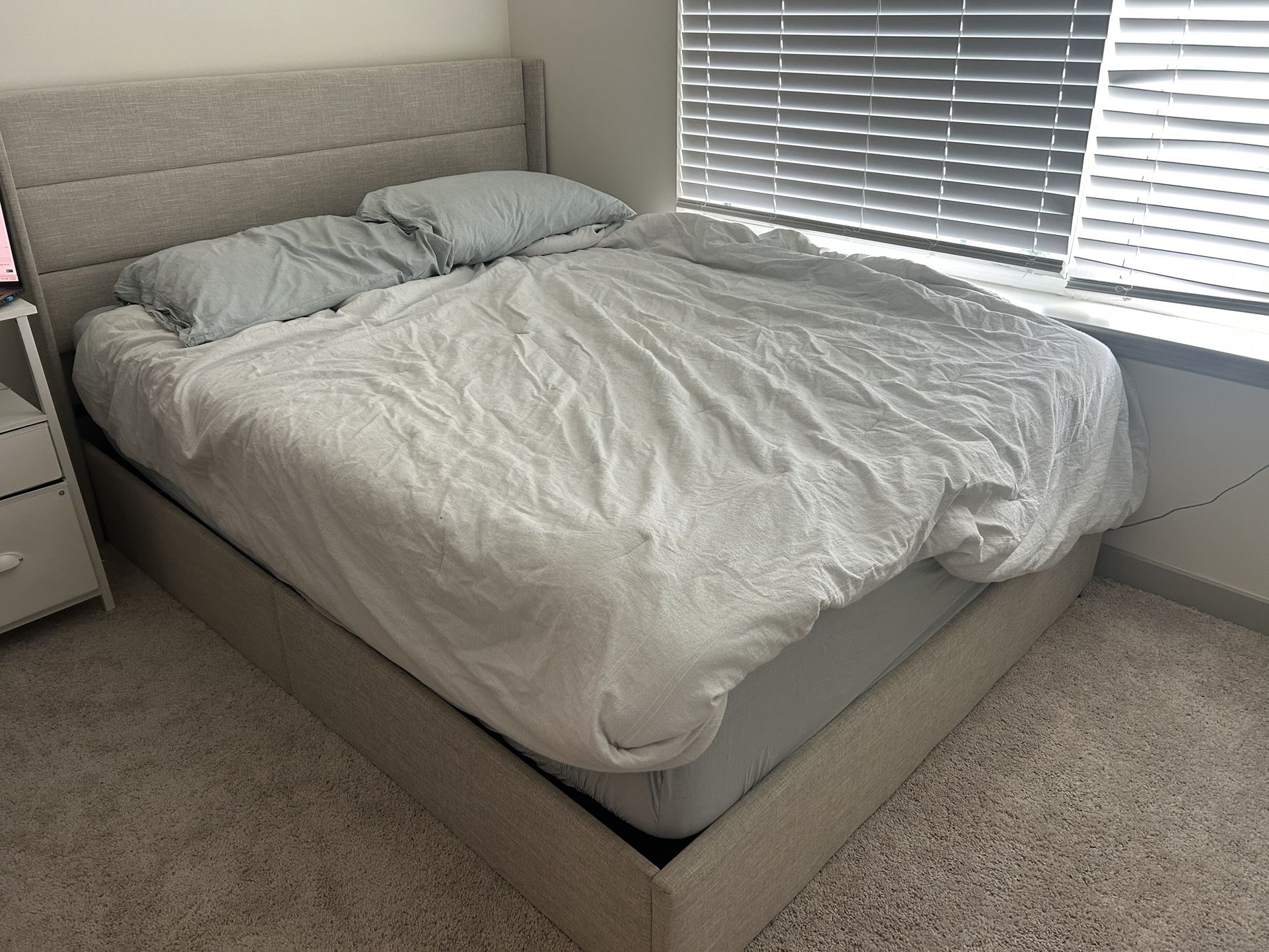 Queen Size Upholstered Bed Frame (No Mattress)