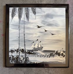 Vintage Painting made with fingerprints and fingernails as tools