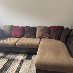 Brown L-Shaped Sectional Couch