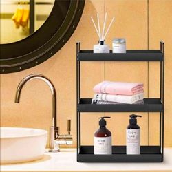 3-Tier Bathroom Countertop Organizer, Black, 12.2" L x 6.7" W x 16.9" H Vanity Tray