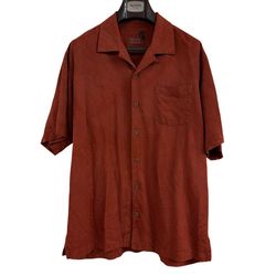 Men's Tommy Bahama Silk Shirt - Solid Rust - Size Large