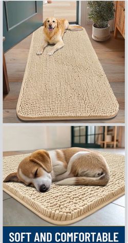 *NEW* 48x30 Smiry Dog Door Mat for Muddy Paws, Beige