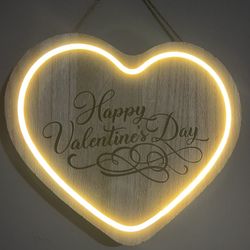 NEW Laser Engraved HAPPY VALENTINE’S DAY Wood Sign LED Lights Up 