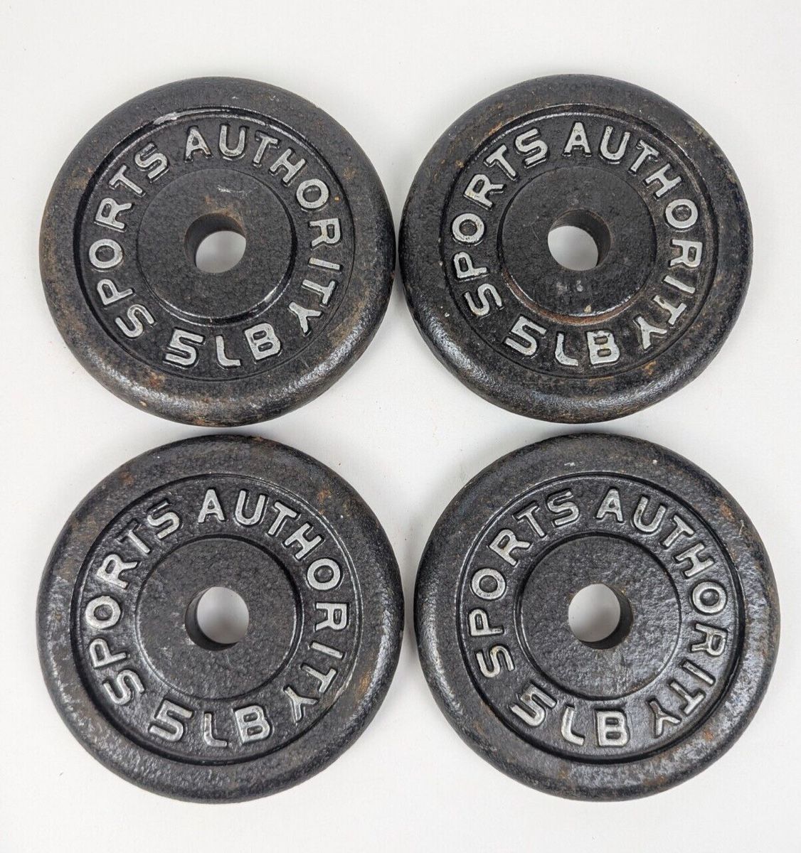 4x 5 Pound Sports Authority Standard Size Barbell Weight Plates