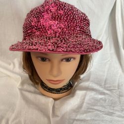 Flat Bill Pink Sequence Cap Hat
