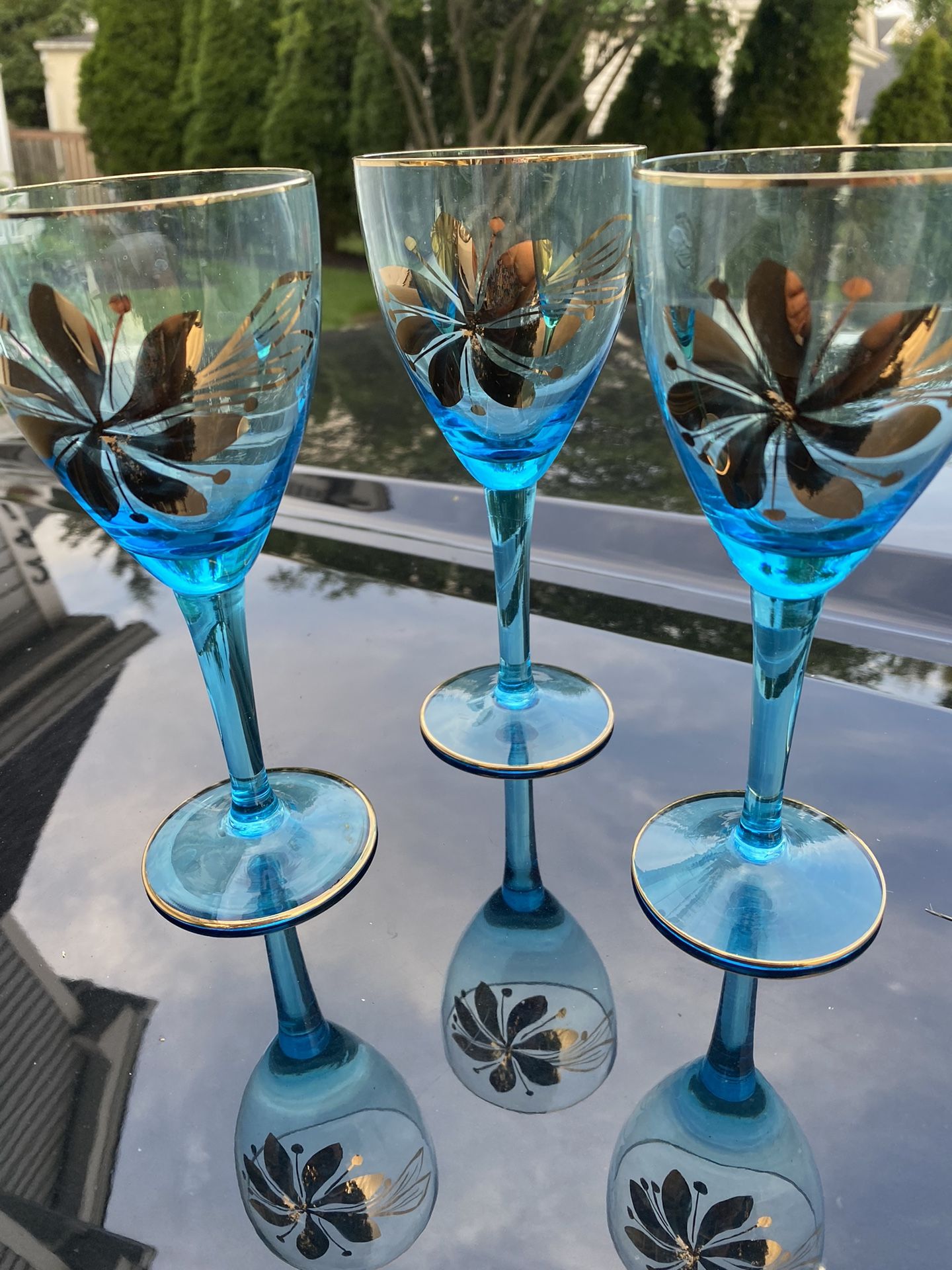 Vintage Blue Glass Cups