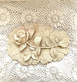 Vintage White Rose Unique Plaque