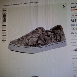 Clark's Taupe Snake Slip-on Flats, Sz 7.5,  NEW