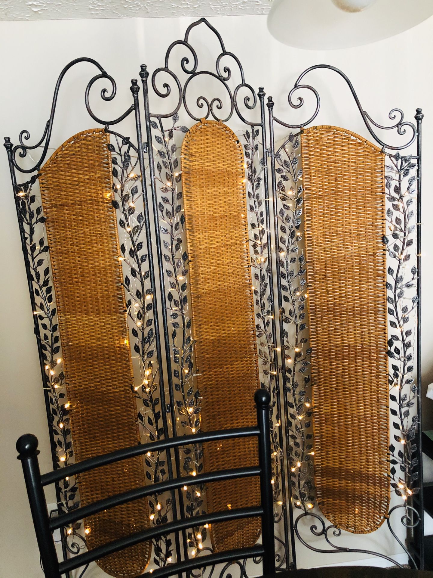 Vintage Iron & Bamboo Decorative Room Divider-Sturdy & Beautiful