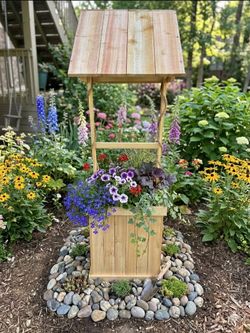 Handmade wishing well planter box cedar
