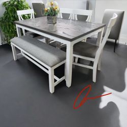 New! Coastal Vibe Hardwood Quality Dining Set 