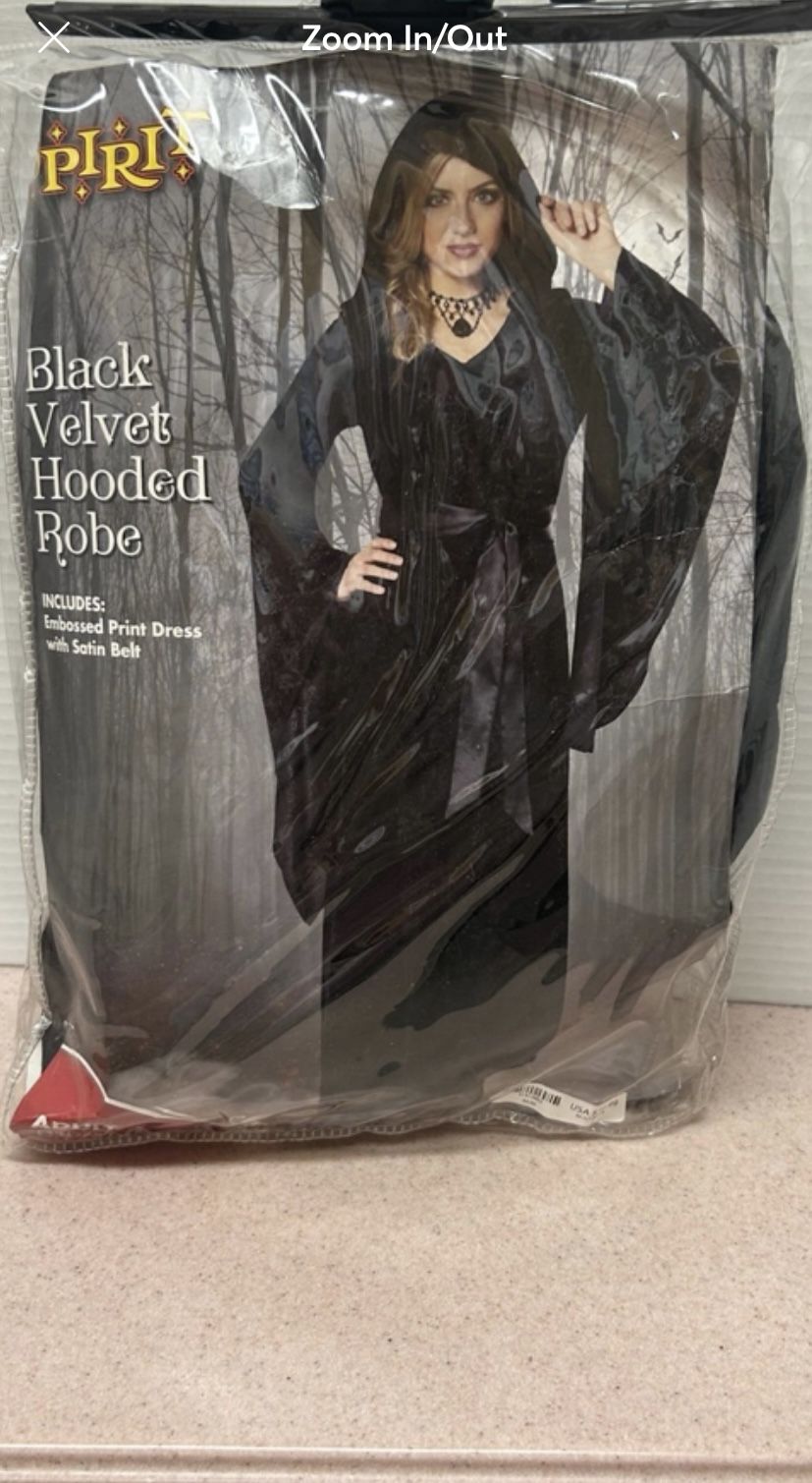  Black Velvet Hooded Robe 