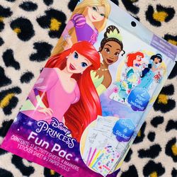 🌺🪩🟣👑✨DISNEY PRINCESS “FUN PAC”🦋👑DESIGN & STICKER 12 ACTIVITY SHEETS/:4 MARKERS/:2 PAPER DOLLS
