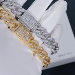 Iced Out Cuban Link Bracelets Gold and Silver