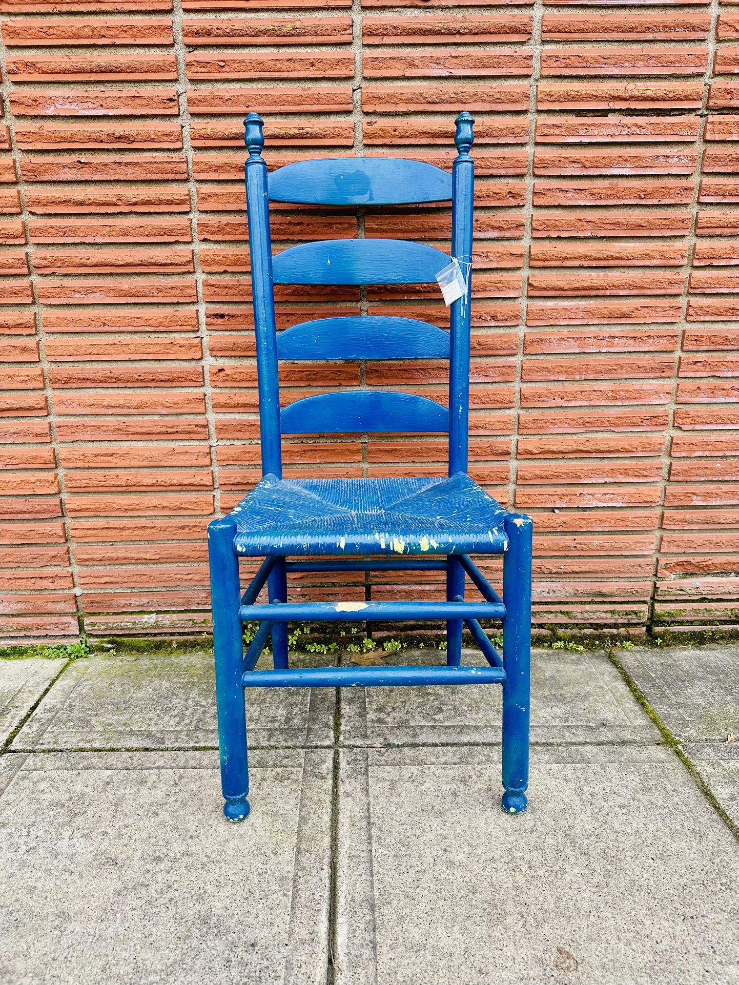 Rustic Farmhouse Chic Blue Rush Seat Chair