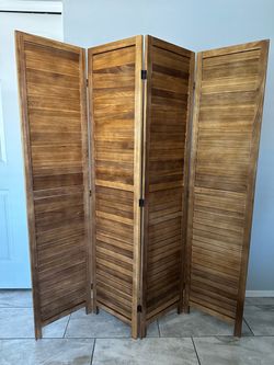 Room Dividers and Folding Privacy Screens, Wood Louvered Separators Divider Wall for Home Office Bedroom (69” T / 64” W )