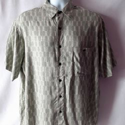 John Henry men's green short sleeve button-down shirt size L 