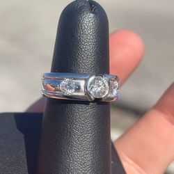 Gent's Diamond wedding band Ring 3 Diamonds 1.10 Carat T.W. 14K White Gold 9.08g