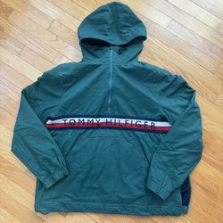 Men Medium - Vintage Tommy Hilfiger Fleece Lined Pullover Jacket Anorak 