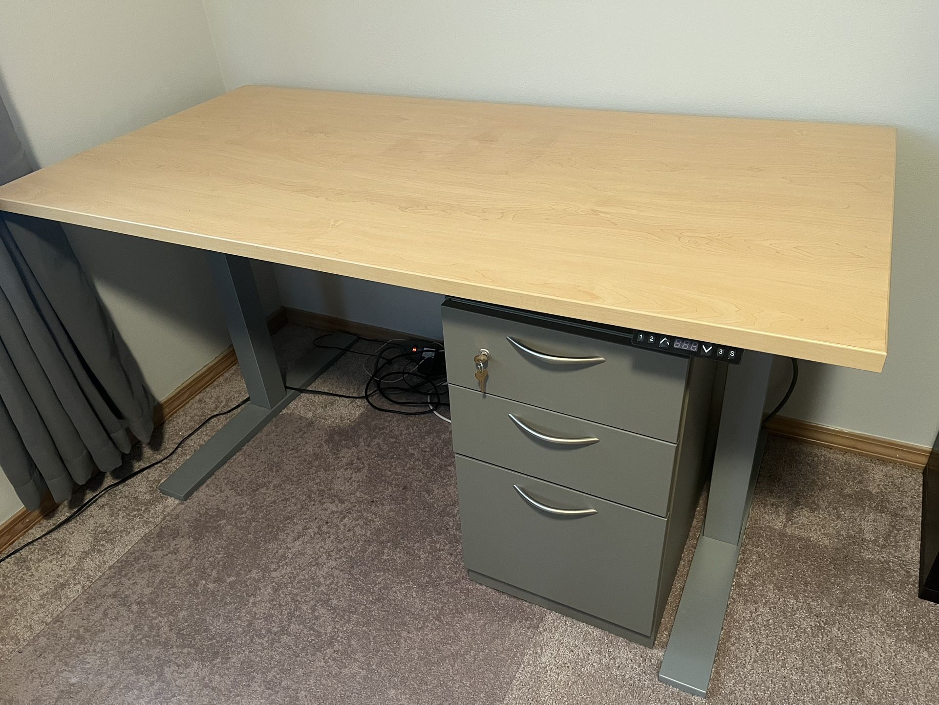 Electric Sit/Stand Desk w/ File Cabinet