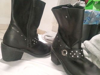 Women's Harley-Davidson Black Leather Studded Moto Boots
