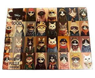 1000pc Cat collage Jigsaw Puzzle Interlocking 70x50cm with poster free shipping