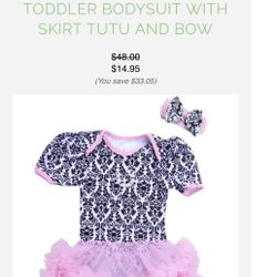 V FLOURISH MUST HAVE TODDLER BODYSUIT WITH SKIRT TUTU AND BOW