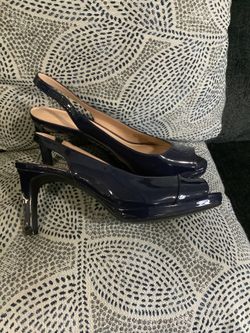 Blue Sling Back Peep Toe Heels