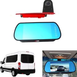 Brake Light Backup Camera Compatible for Ford Transit Custom Rear High Level Brake Light Reversing Parking Camera from 2012-2015 with 7 inch Clip-on M