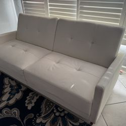 White Faux leather Futon