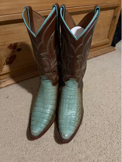 Shyanne Genuine Caimen Turquoise & Brown Boots