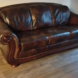 Brown Leather Sofa Set 