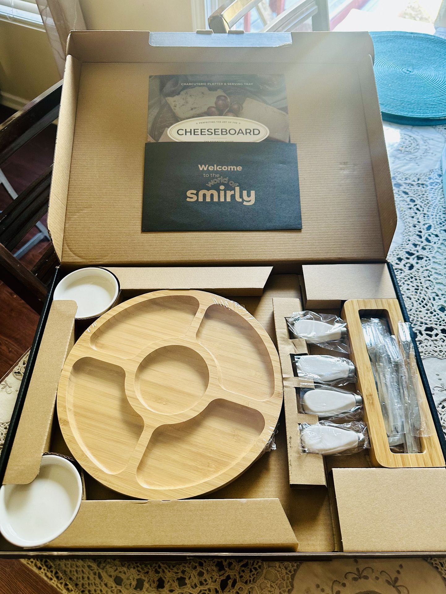 SMIRLY Charcuterie Boards Set - Large Bamboo Cheese Board Set - House Warming Gifts New Home