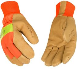 Kinco Orange Hi-Vis Lined Pigskin Leather Work Gloves