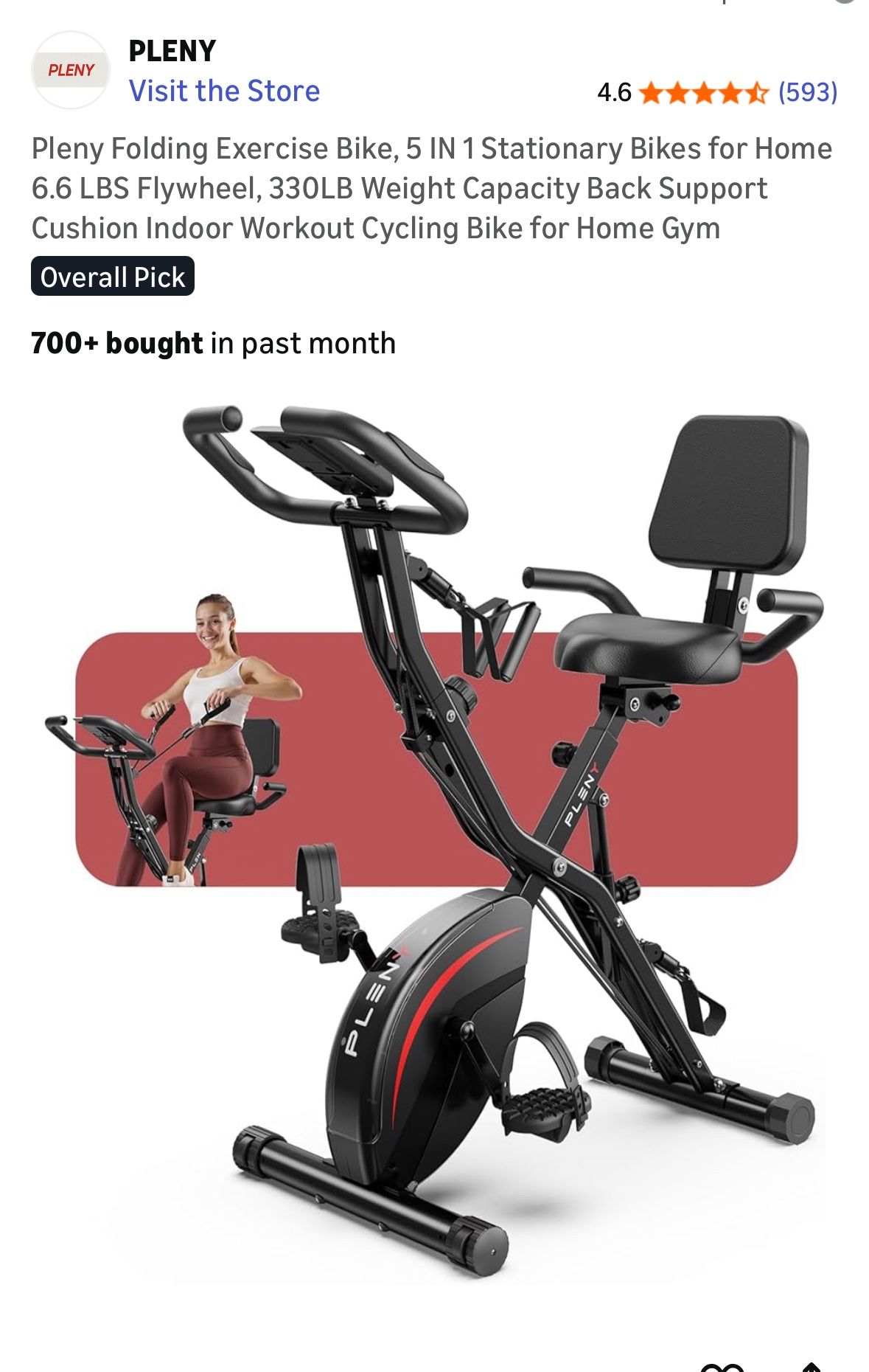 Pleny foldable adjustable Exercise Bike