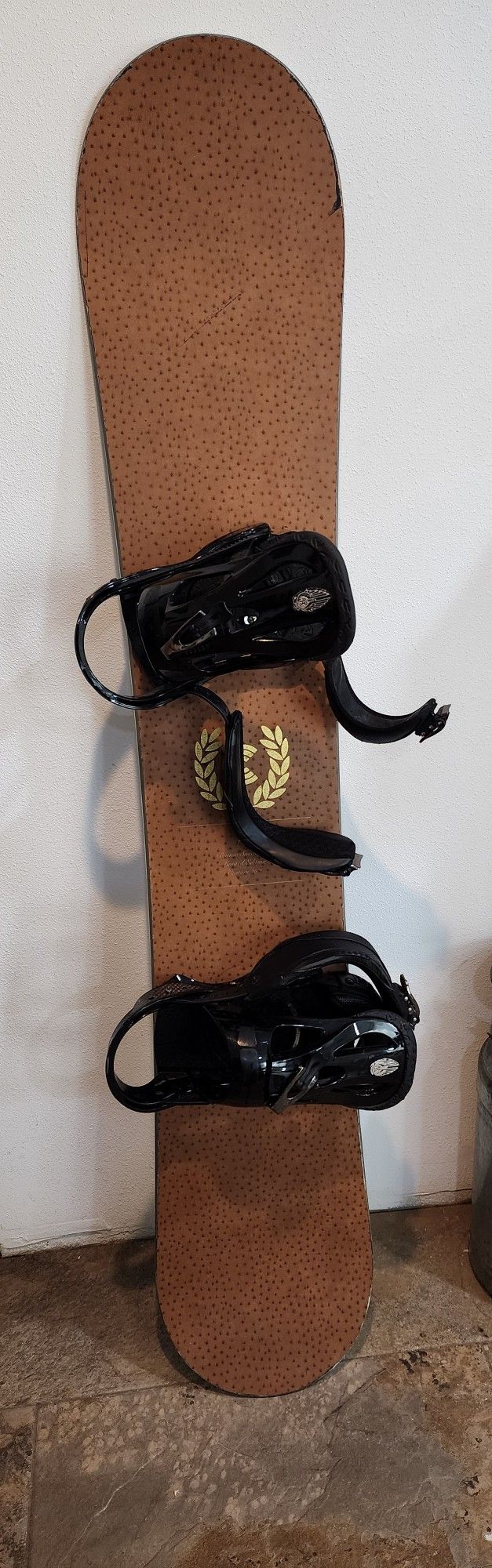 Burton Custom 162 Limited Edition Ostrich Leather Topsheet Snowboard, released 2005 and Burton Snow Bindings