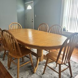 Wood Dining Table With 6 Chairs 