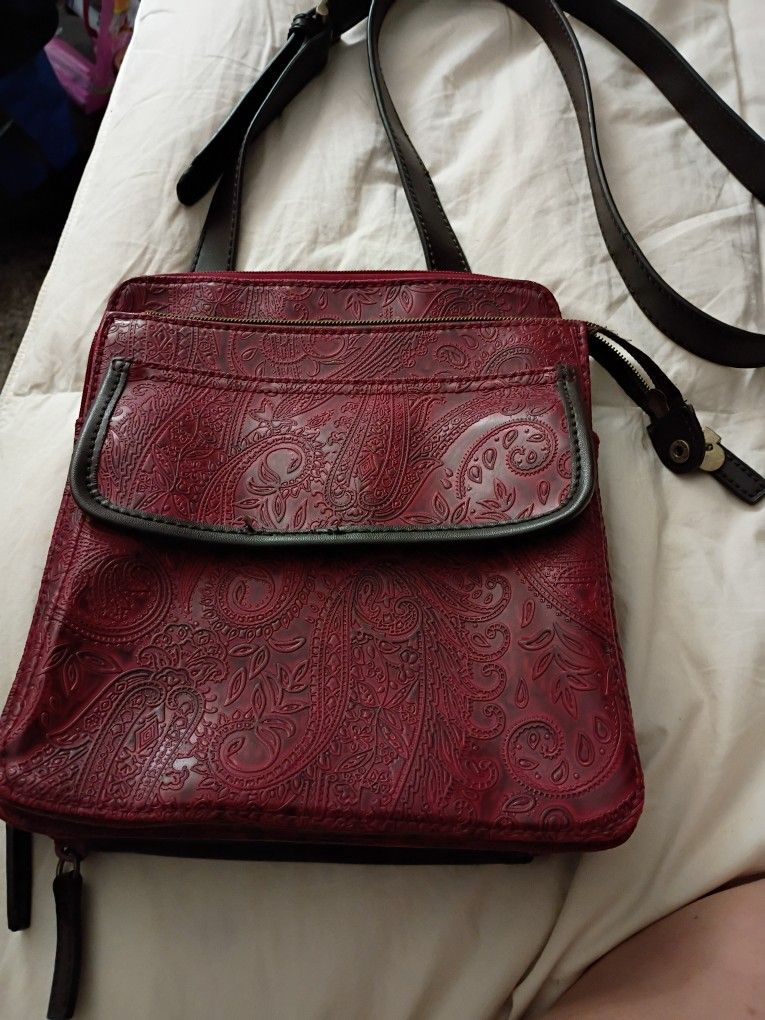 Red Paisley Leather Purse