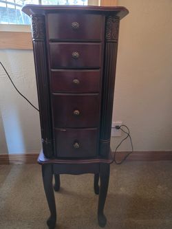 Standing Wood Jewelry Cabinet