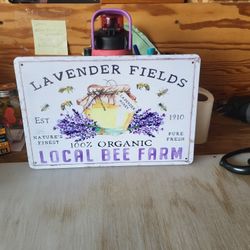 Cute Lavender Fields Reproduction Metal Sign 8"x14 "