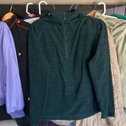 Eddie Bauer Sweater Fleece Jacket Womens Green M Active Athletic 1/4 zip Hike