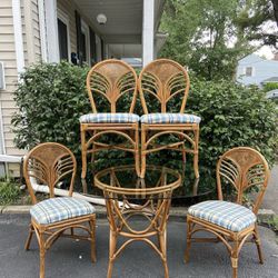 Beautiful Vintage Bamboo Table + Chairs 