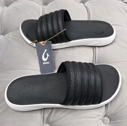 OluKai Komo Slide Black Waterproof Comfort Sandals Flats Mens Shoes 13 New $99
