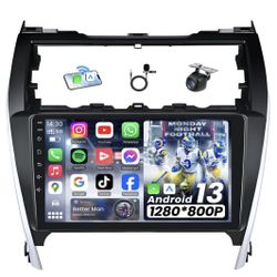 Car Stereo Radio for Toyota Camry 2012-2014 Wireless CarPlay Android Auto, Bluetooth, GPS, 10” Touch Screen Head Units, Navigation, Backup Camera