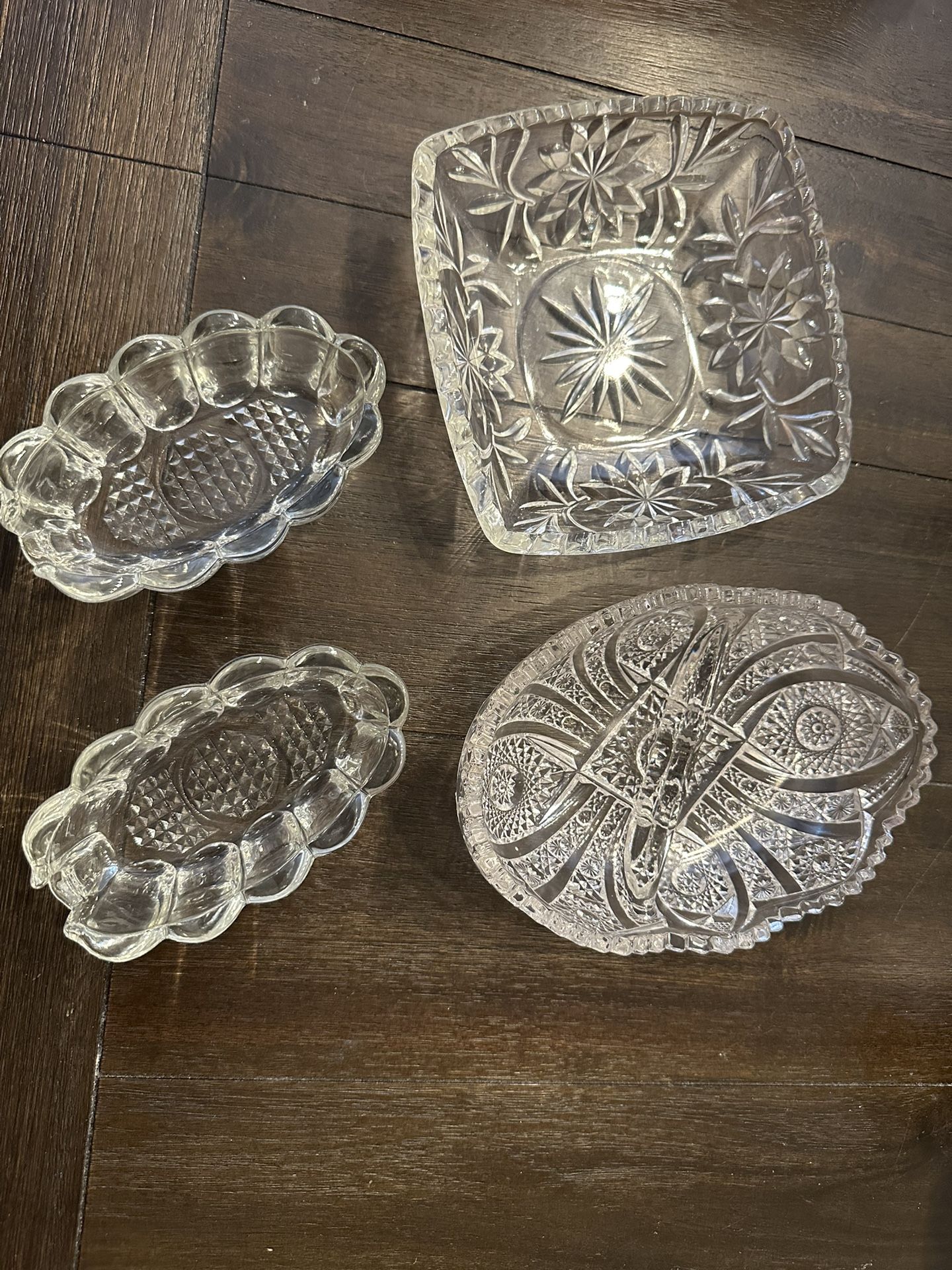 Crystal Candy Dishes and Glass Silverware Holders