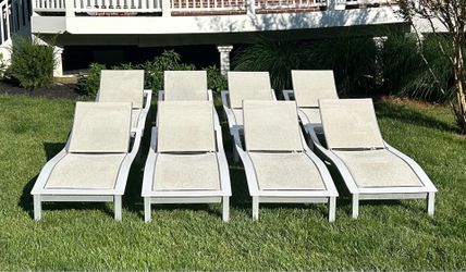 Pool Telescope Casual Sling Contour Armless Chaise Lounge with Aluminum Frame
