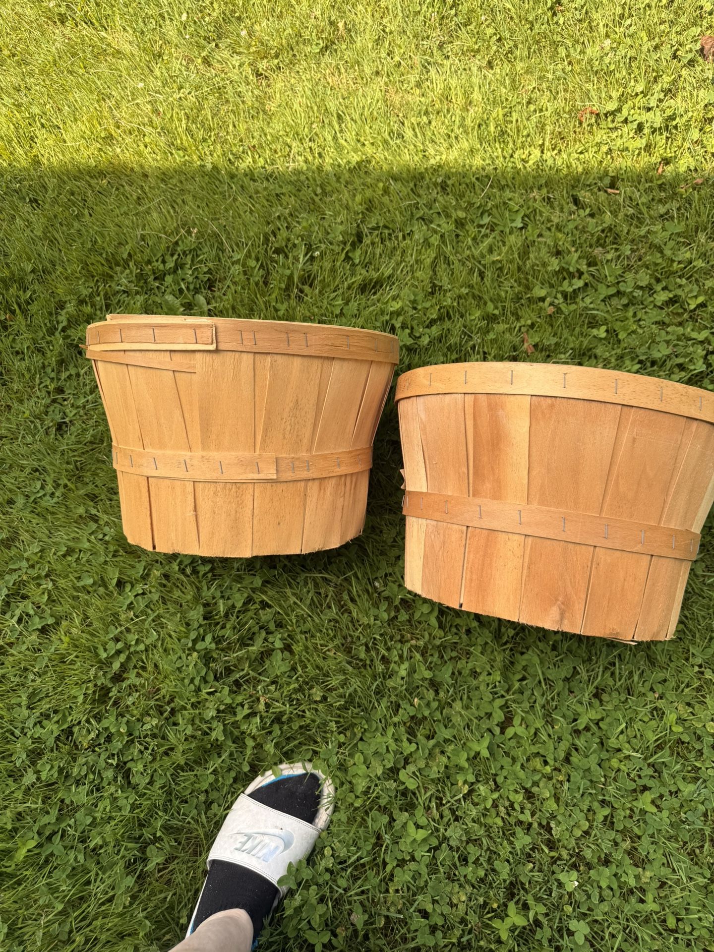 Set of 2 Wood Basket 91/2 h x 14” wide