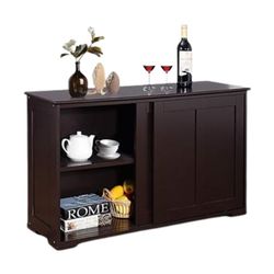 New In Box Espresso Sideboard With Sliding Door