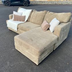 Ashley Furniture Beige Sectional Couch with Reversible Chaise