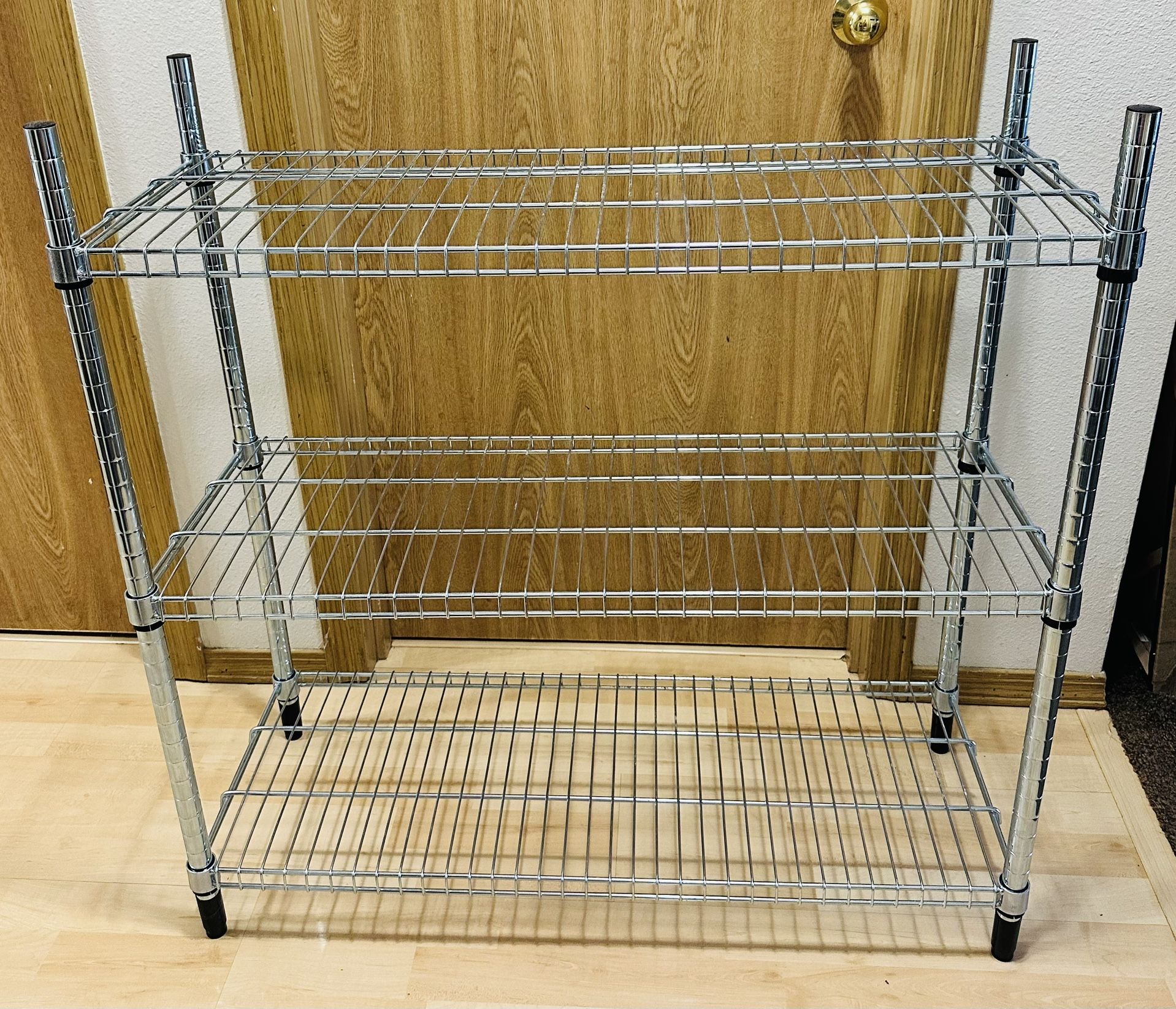 3-Tier Metal Wire Storage Rack – Heavy-Duty & Adjustable